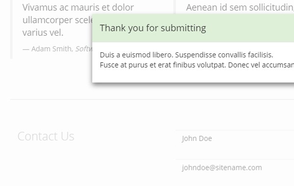 Contact form with validation + notification message with bootstrap modal dialog